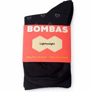 Bombas Valentine Black Heart Half Calf Socks Women Crew Casual Gift size S NEW